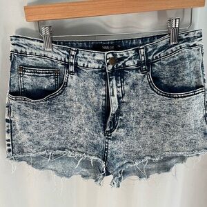 Acid Wash Mid Rise Shorts